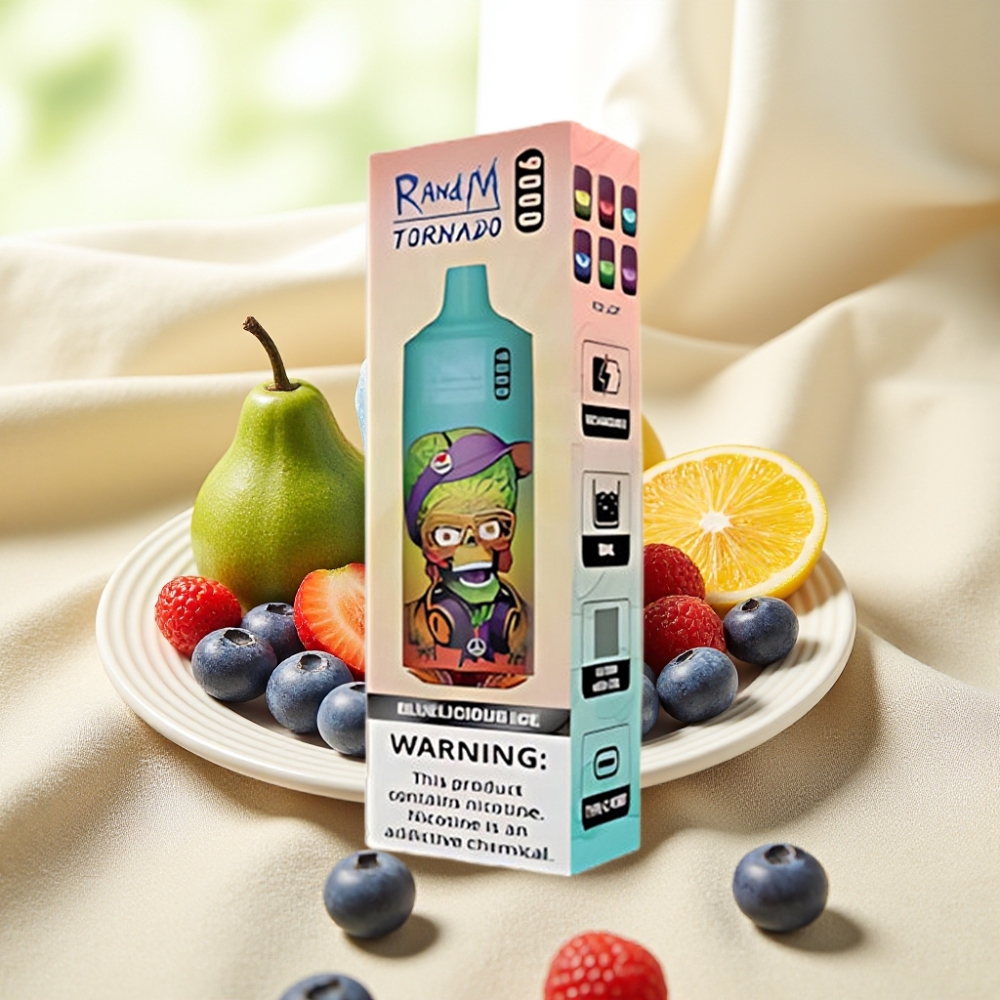 RandM Tornado 9000 Puffs บลูลิเชียสไอซ์ 850 mAh 18 mL คอยล์ตาข่าย