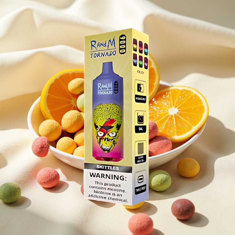 RandM Tornado 9000 Puffs สกินเคิลส์ แบตเตอรี่ 850 mAh น้ำยาล 18 mL