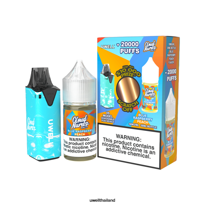 UWELL V6 อุปกรณ์ใช้แล้วทิ้ง + น้ำผลไม้ daddy's vapour 30ml - มัดรวม VPTB203 clr: สีน้ำเงิน/flv: บลูราสเบอร์รี่พีช 50มก - UWELL ราคา