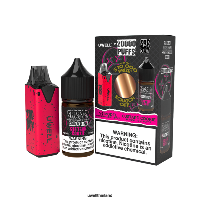 UWELL V6 อุปกรณ์ใช้แล้วทิ้ง + น้ำผลไม้ daddy\'s vapour 30ml - มัดรวม VPTB204 clr: สีฟ้า/flv: สตรอเบอร์รี่แตงโมเปรี้ยว 50มก - UWELL Disposable Vape