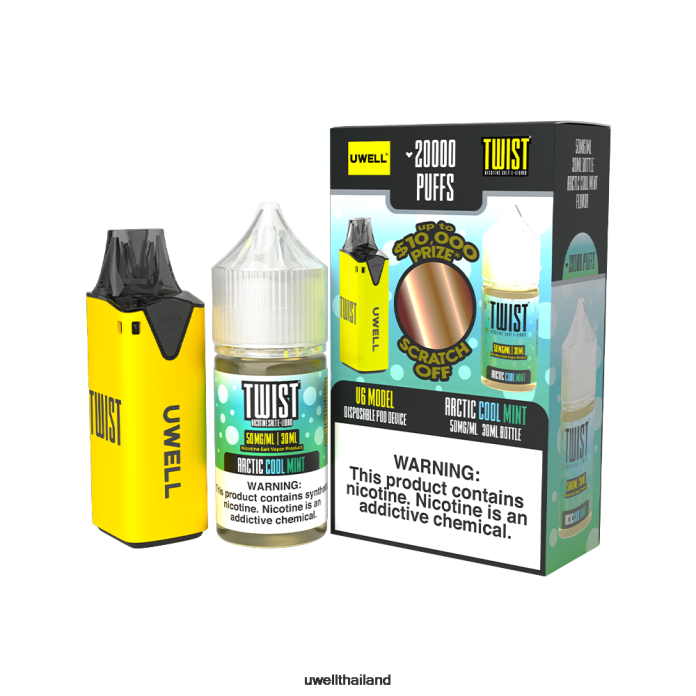UWELL V6 อุปกรณ์ใช้แล้วทิ้ง + น้ำผลไม้ daddy\'s vapour 30ml - มัดรวม VPTB204 clr: สีฟ้า/flv: สตรอเบอร์รี่แตงโมเปรี้ยว 50มก - UWELL Disposable Vape