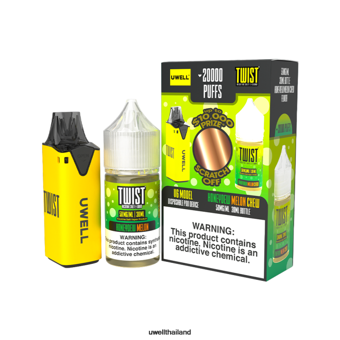 UWELL V6 อุปกรณ์ใช้แล้วทิ้ง + น้ำผลไม้ daddy\'s vapour 30ml - มัดรวม VPTB204 clr: สีฟ้า/flv: สตรอเบอร์รี่แตงโมเปรี้ยว 50มก - UWELL Disposable Vape