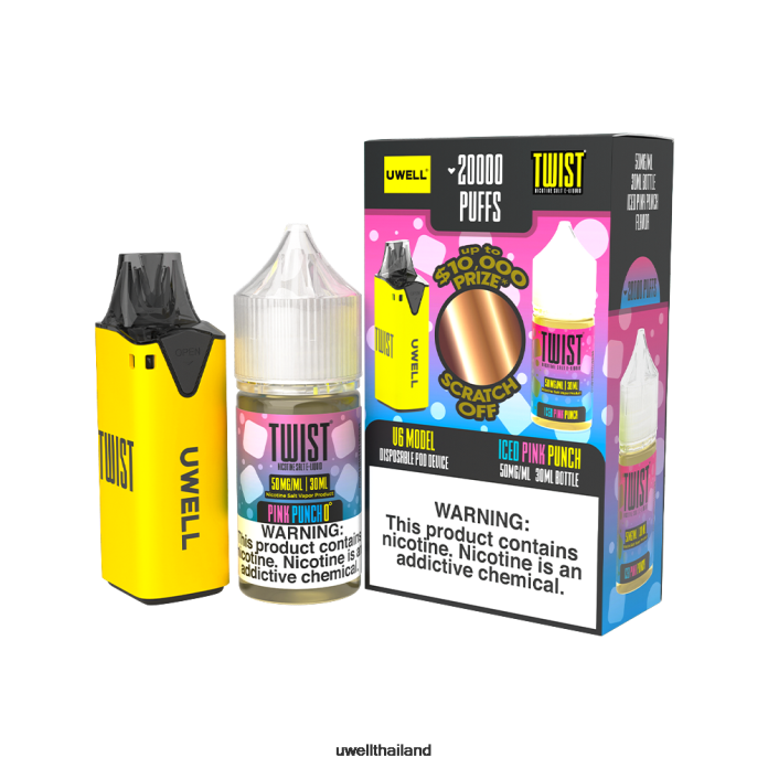 UWELL V6 อุปกรณ์ใช้แล้วทิ้ง + น้ำผลไม้ daddy\'s vapour 30ml - มัดรวม VPTB204 clr: สีฟ้า/flv: สตรอเบอร์รี่แตงโมเปรี้ยว 50มก - UWELL Disposable Vape