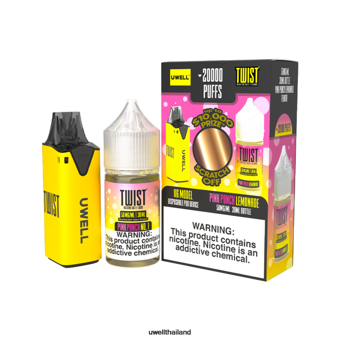 UWELL V6 อุปกรณ์ใช้แล้วทิ้ง + น้ำผลไม้ daddy\'s vapour 30ml - มัดรวม VPTB204 clr: สีฟ้า/flv: สตรอเบอร์รี่แตงโมเปรี้ยว 50มก - UWELL Disposable Vape