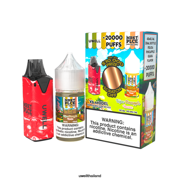 UWELL V6 อุปกรณ์ใช้แล้วทิ้ง + น้ำผลไม้ daddy's vapour 30ml - มัดรวม VPTB207 clr: สีแดง/flv: feijoa สับปะรดฝรั่ง 48มก - Best UWELL Vape Flavours