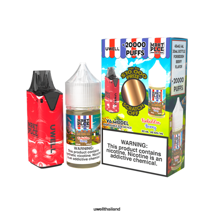 UWELL V6 อุปกรณ์ใช้แล้วทิ้ง + น้ำผลไม้ daddy's vapour 30ml - มัดรวม VPTB208 clr: แดง/flv: เบอร์รี่ต้องห้าม 48มก - UWELL Thailand