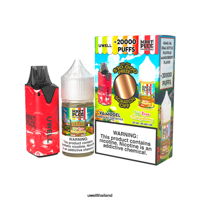 UWELL V6 อุปกรณ์ใช้แล้วทิ้ง + น้ำผลไม้ daddy's vapour 30ml - มัดรวม VPTB209 clr: แดง/flv: ฟูจิ แพร์ แมงโกเบอร์รี่ 48มก - UWELL Bangkok